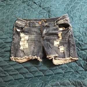 distressed denim shorts